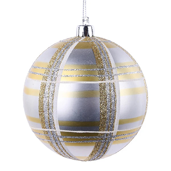 100Mm Painted/Glitter Plaid Ball
