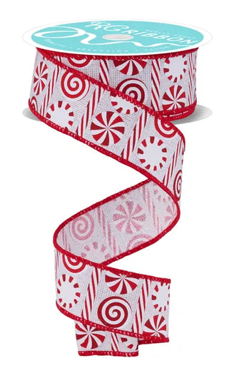1.5" x 10yd Peppermint Stripes