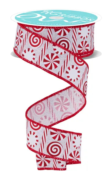 1.5" x 10yd Peppermint Stripes