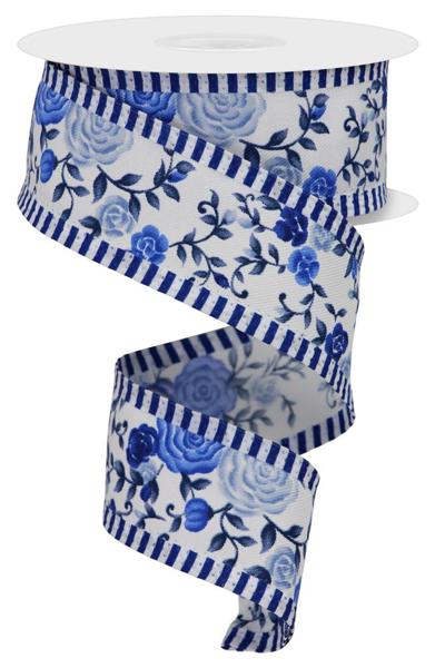 1.5" x 10yd Mini Roses/Stripes image 0