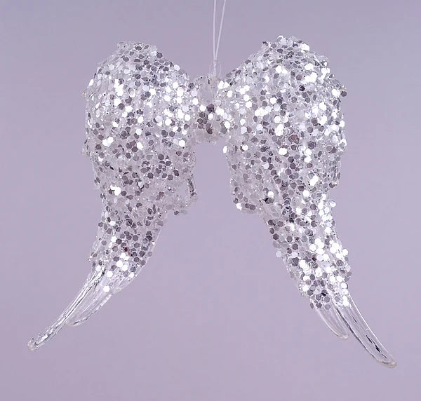 5.75"H x 5.25"L Glitter Angel Wing Ornament