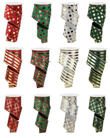 2.5" x 10yd Christmas Metallic