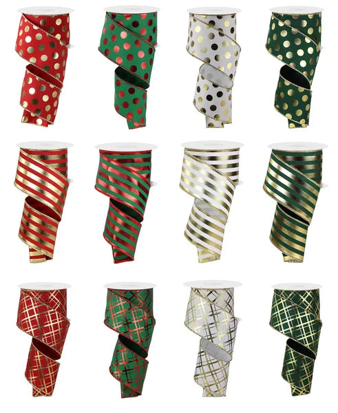 2.5" x 10yd Christmas Metallic