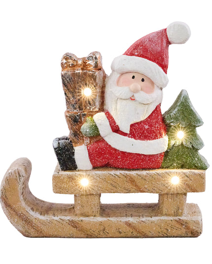 11.75"H x 11.75"L Santa On Sled W/Gift