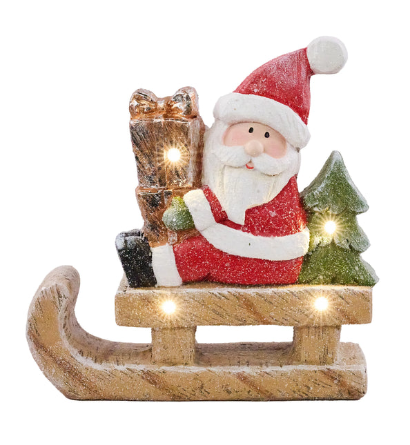 11.75"H x 11.75"L Santa On Sled W/Gift