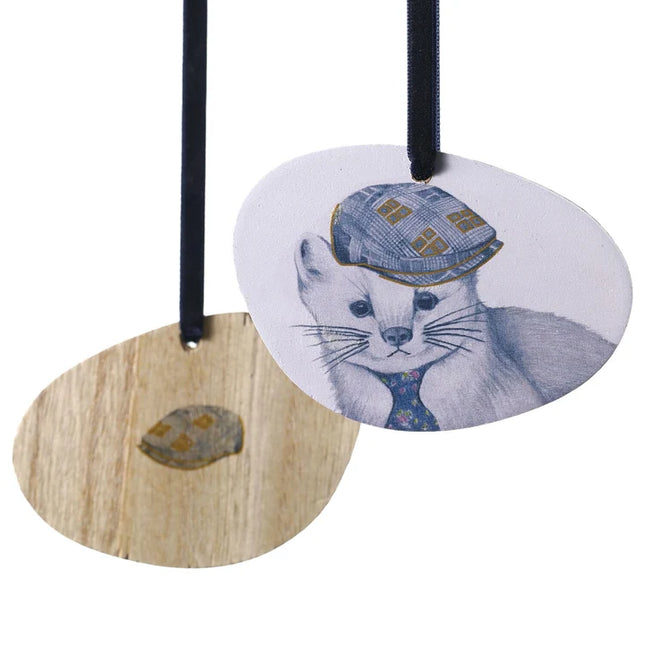 Wooden Distinguished Animal Ornament (Assorted)