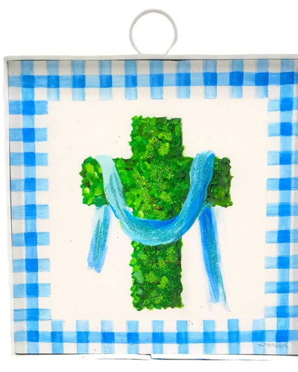 Mini Gallery Blue Boxwood Cross