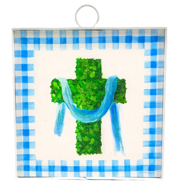 Mini Gallery Blue Boxwood Cross