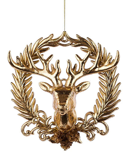 6"H x 5.5"L Deer Head W/Wreath Orn