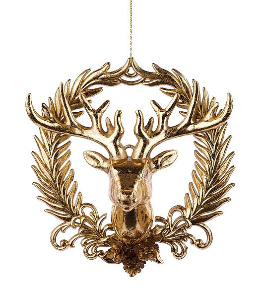 6"H x 5.5"L Deer Head W/Wreath Orn