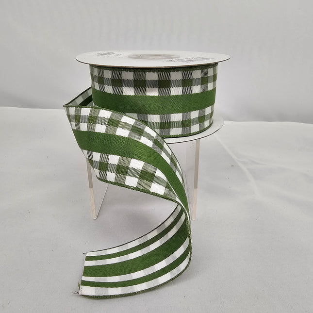 1.5"x10Y Olive Green Gingham Ribbon image 0