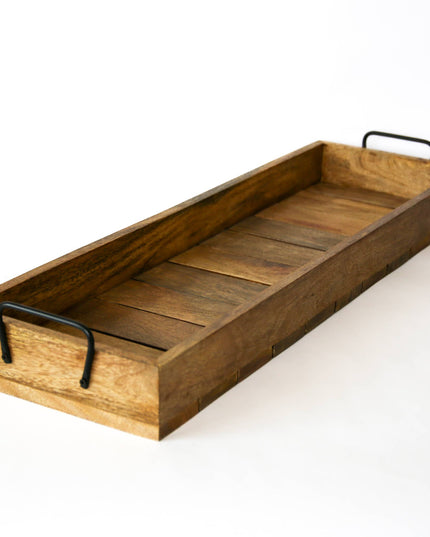 Long Wood Tray with Metal Handles – Food Safe