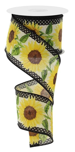 2.5" x 10yd Sunflowers W/Polka Dots image 0