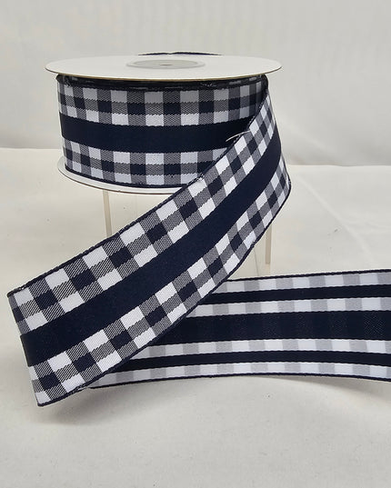 1.5"x10Y Navy Gingham Ribbon image 0