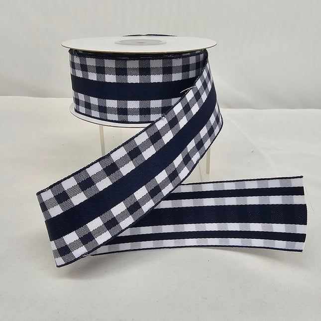 1.5"x10Y Navy Gingham Ribbon image 0
