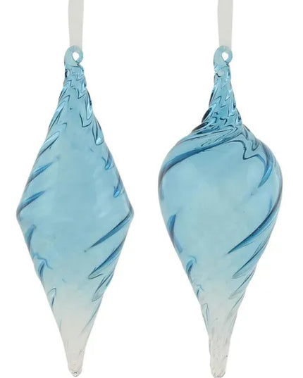 2 Asst 7"H Glass Finial Ornament