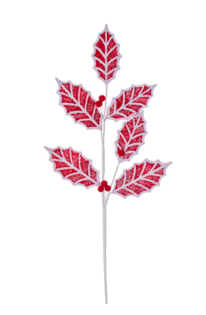 26" Red/White Holly Berry Spray