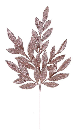 22.75"L Glitter Bay Leaf Spray