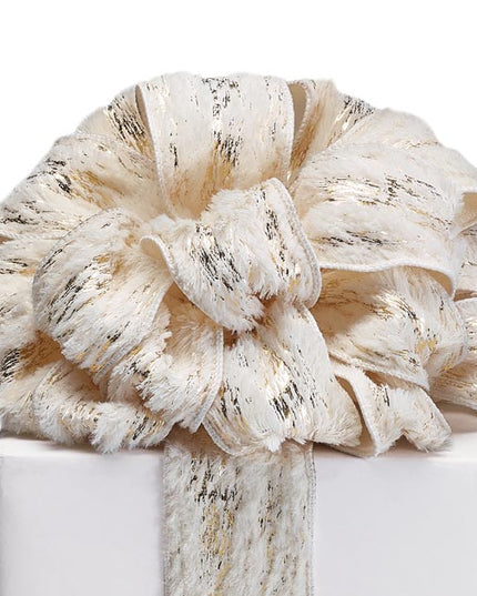 White Fur with Gold Flake Ribbon image 0
