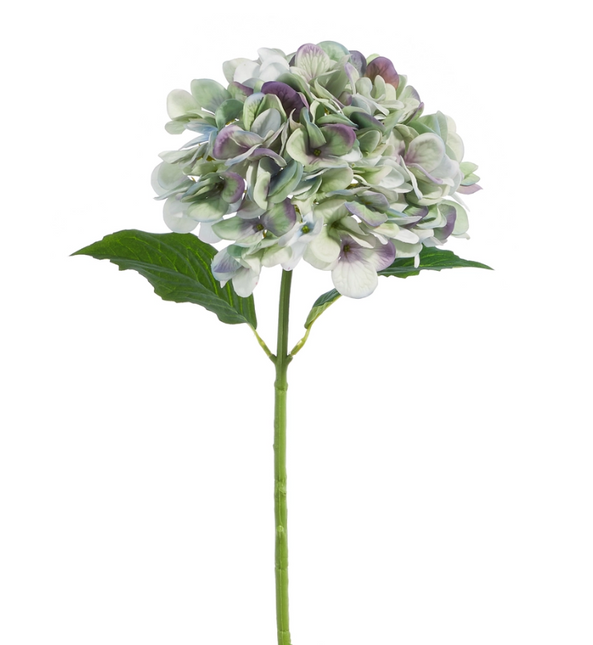 Real Touch Green and Purple Hydrangea Stem 19"