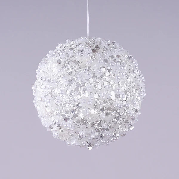 4.75"Dia Glttr/ Sequin/Pearl Beard Orn