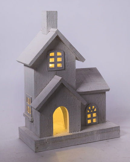 Wood House with LED Lights image 0