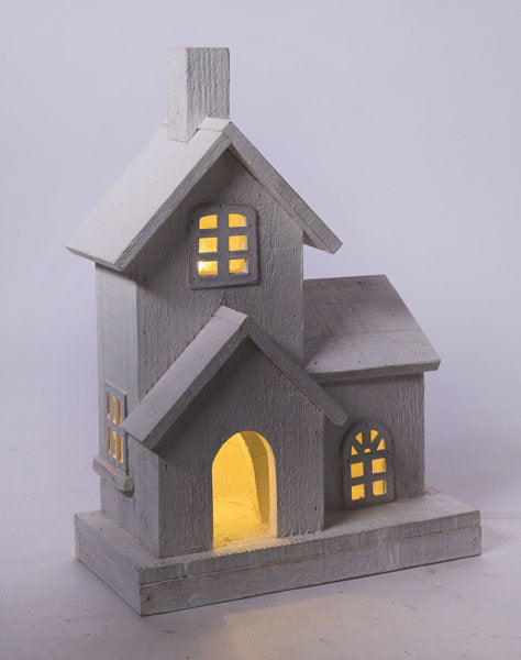 Wood House with LED Lights image 0