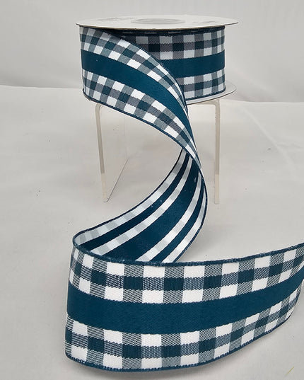 1.5"x10Y Teal Gingham Ribbon image 0