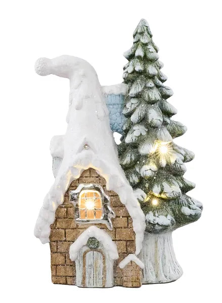 18.75"H x 12.5"L Winter Cottage