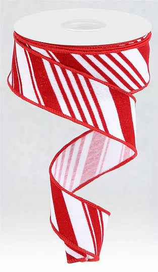 1.5" x 10yd Glitter Velvet Diag Stripes