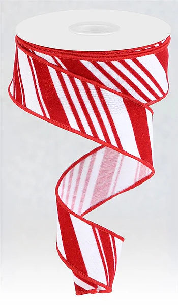 1.5" x 10yd Glitter Velvet Diag Stripes