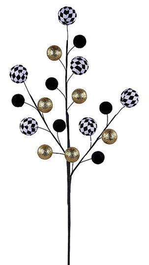 29"L Harlequin Velvet Ball Spray