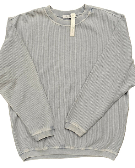 Luxe Corded Sweatshirt - Light Blue/Grey image 0