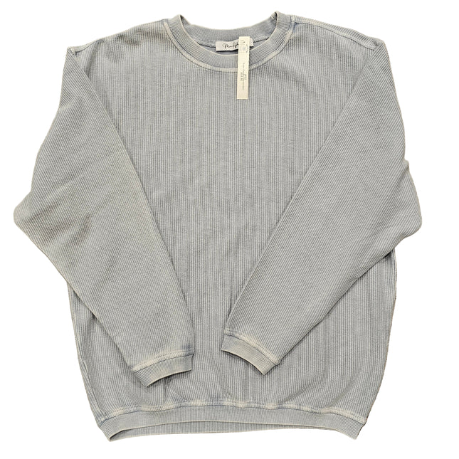 Luxe Corded Sweatshirt - Light Blue/Grey image 0