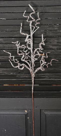 24in Snowy Glittered Curly Branch