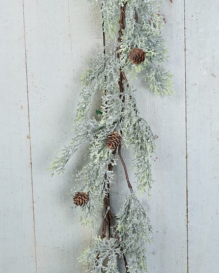 5ft Vintage Glitter Pine Garland