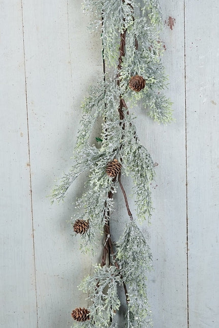 5ft Vintage Glitter Pine Garland