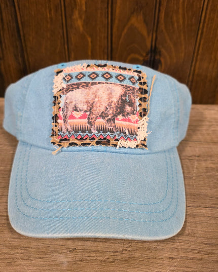 Blue Boho Buffalo Cap