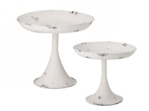 8"-10.5" Metal Footed Pedestal Plate White