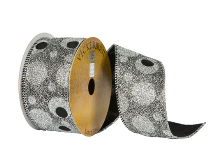 Silver Dot Ribbon 2.5" x 10 yds