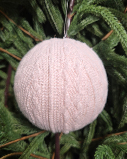 Ivory Knit Ball Ornament