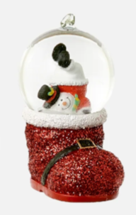 Santa Boot Waterglobe Ornament Assorted