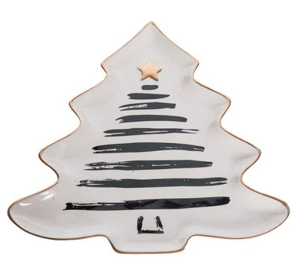 Black and Gold Christmas Tree Platter