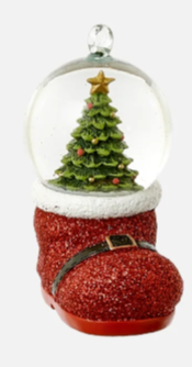 Santa Boot Waterglobe Ornament Assorted