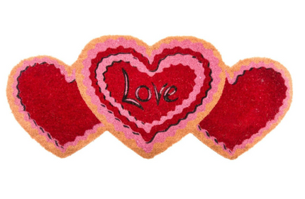 3 Hearts Coir Door Mat