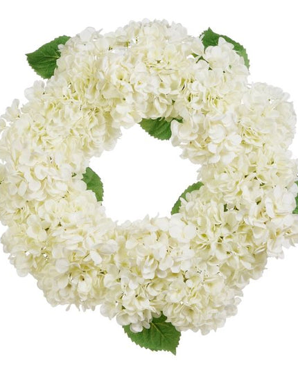 26" White Hydrangea Wreath