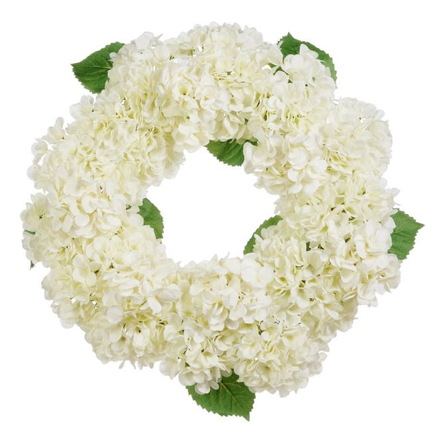 26" White Hydrangea Wreath