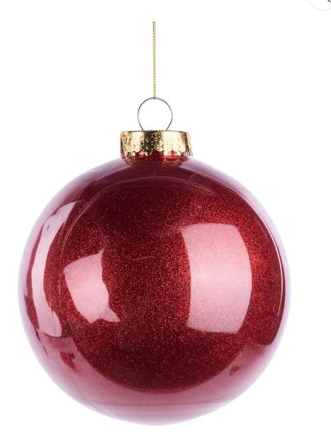 150mm Laquer Look Glitter Ball Ornament