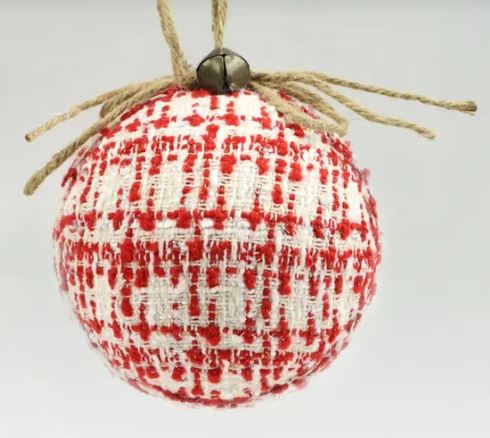 5" Tweed Fabric Ball Ornament