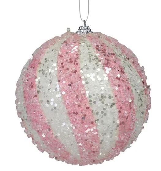 4.75" Swirl/Glitter Ball Ornament